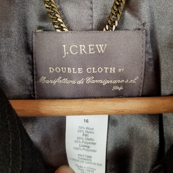 J Crew Wool Double Cloth Metro Coat 16 Black - Picture 7 of 7